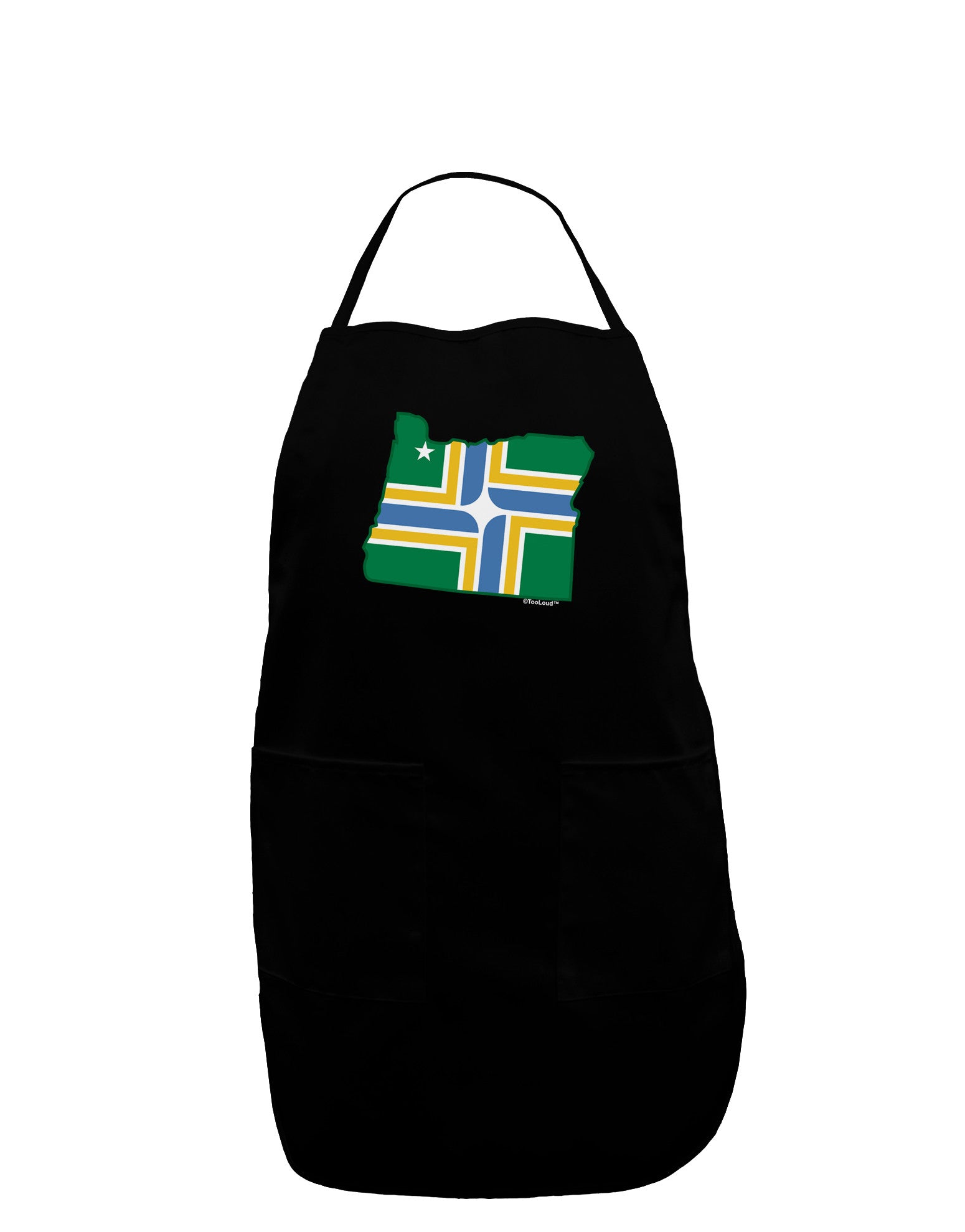 Portland Oregon Flag Plus Size Apron-Bib Apron-TooLoud-Black-Plus-Size-Davson Sales