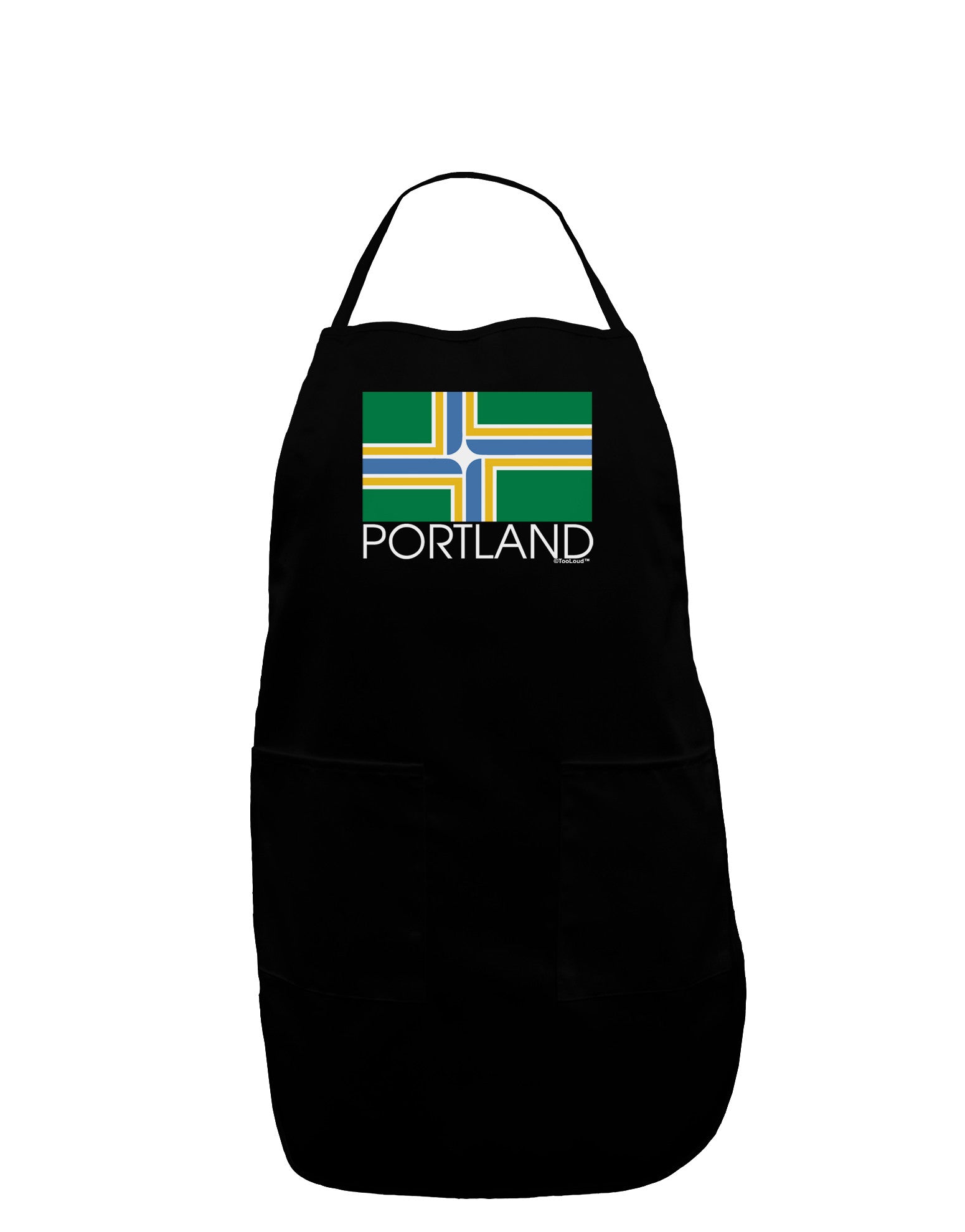 Portland Oregon Flag Text Plus Size Apron-Bib Apron-TooLoud-Black-Plus-Size-Davson Sales