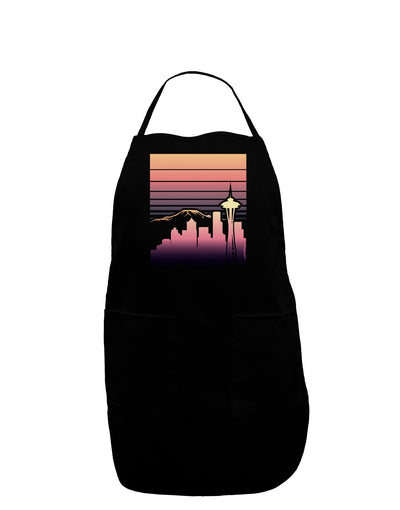 Seattle Skyline Sunrise Dark Adult Apron-Bib Apron-TooLoud-Black-One-Size-Davson Sales