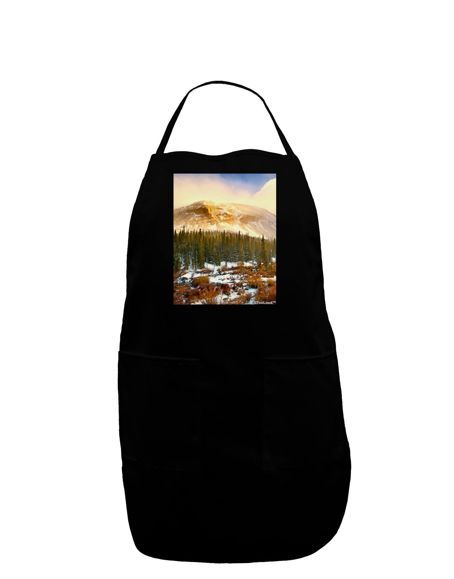Nature Photography - Mountain Glow Dark Adult Apron by-Bib Apron-TooLoud-Black-One-Size-Davson Sales