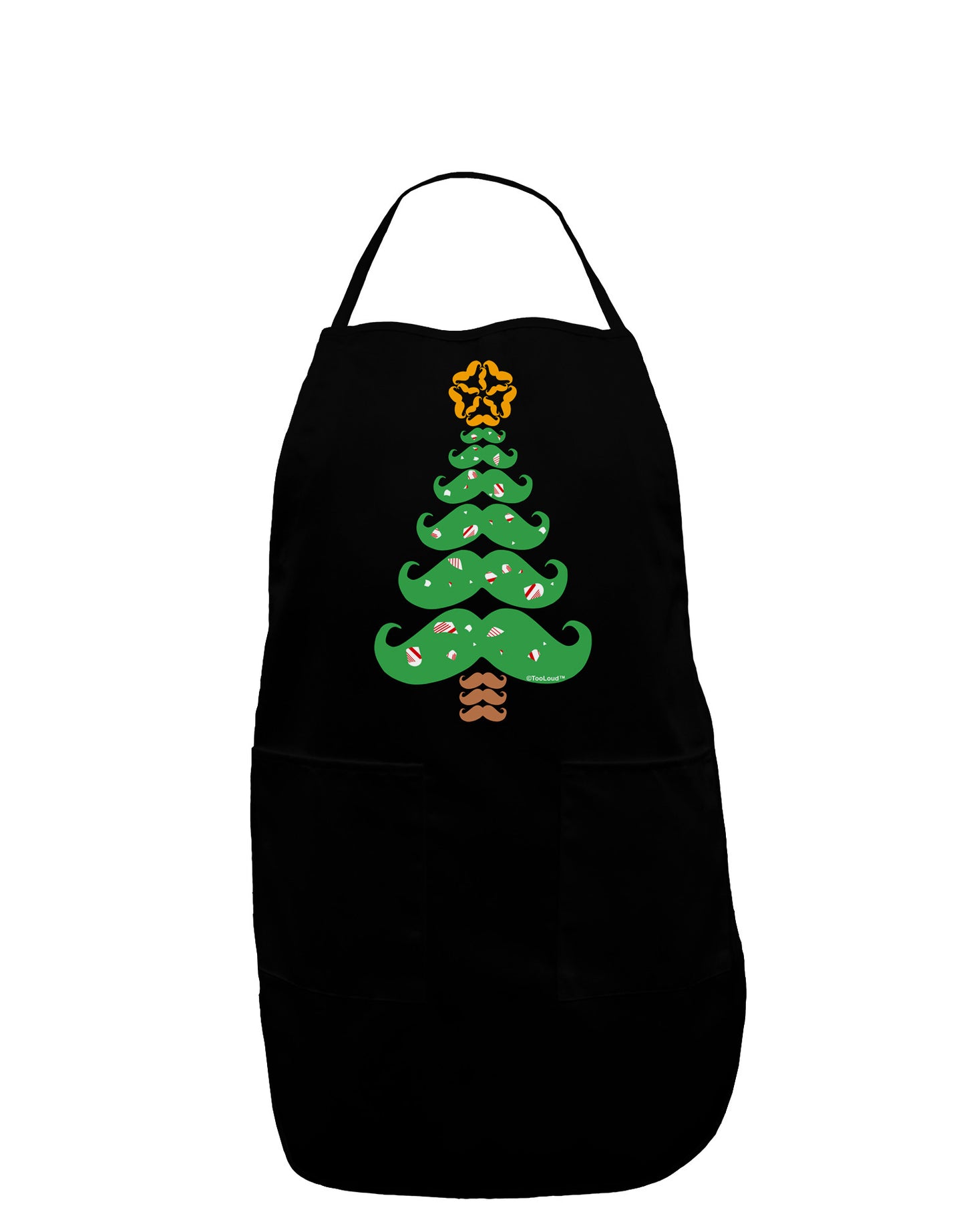 Mustache Christmas Tree Dark Adult Apron-Bib Apron-TooLoud-Black-One-Size-Davson Sales