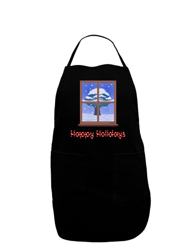 Frosty Window - Happy Holidays Dark Adult Apron-Bib Apron-TooLoud-Black-One-Size-Davson Sales