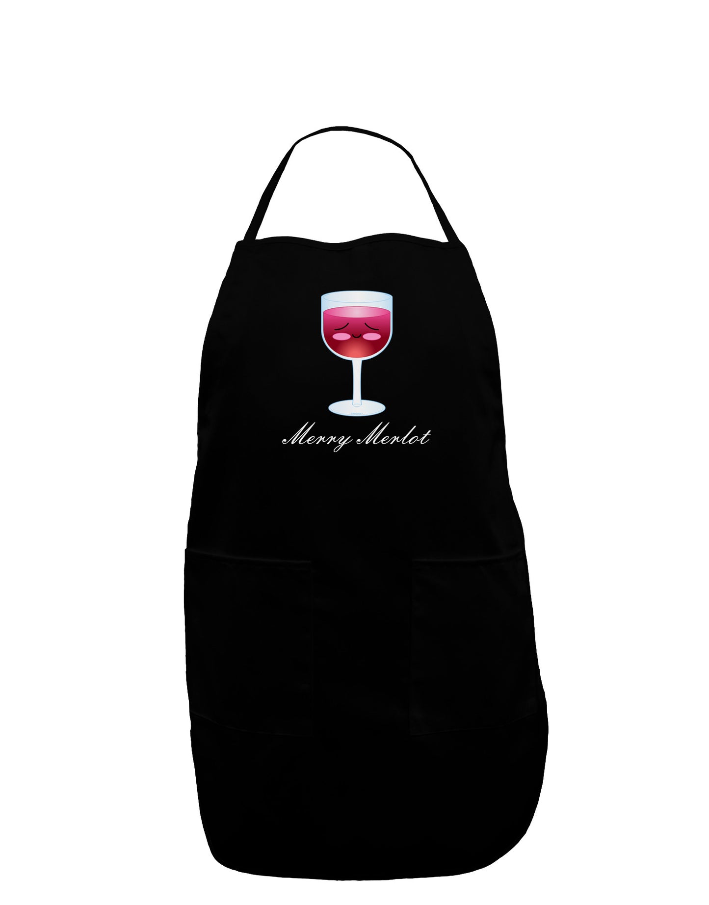 Merry Merlot Text Dark Adult Apron-Bib Apron-TooLoud-Black-One-Size-Davson Sales