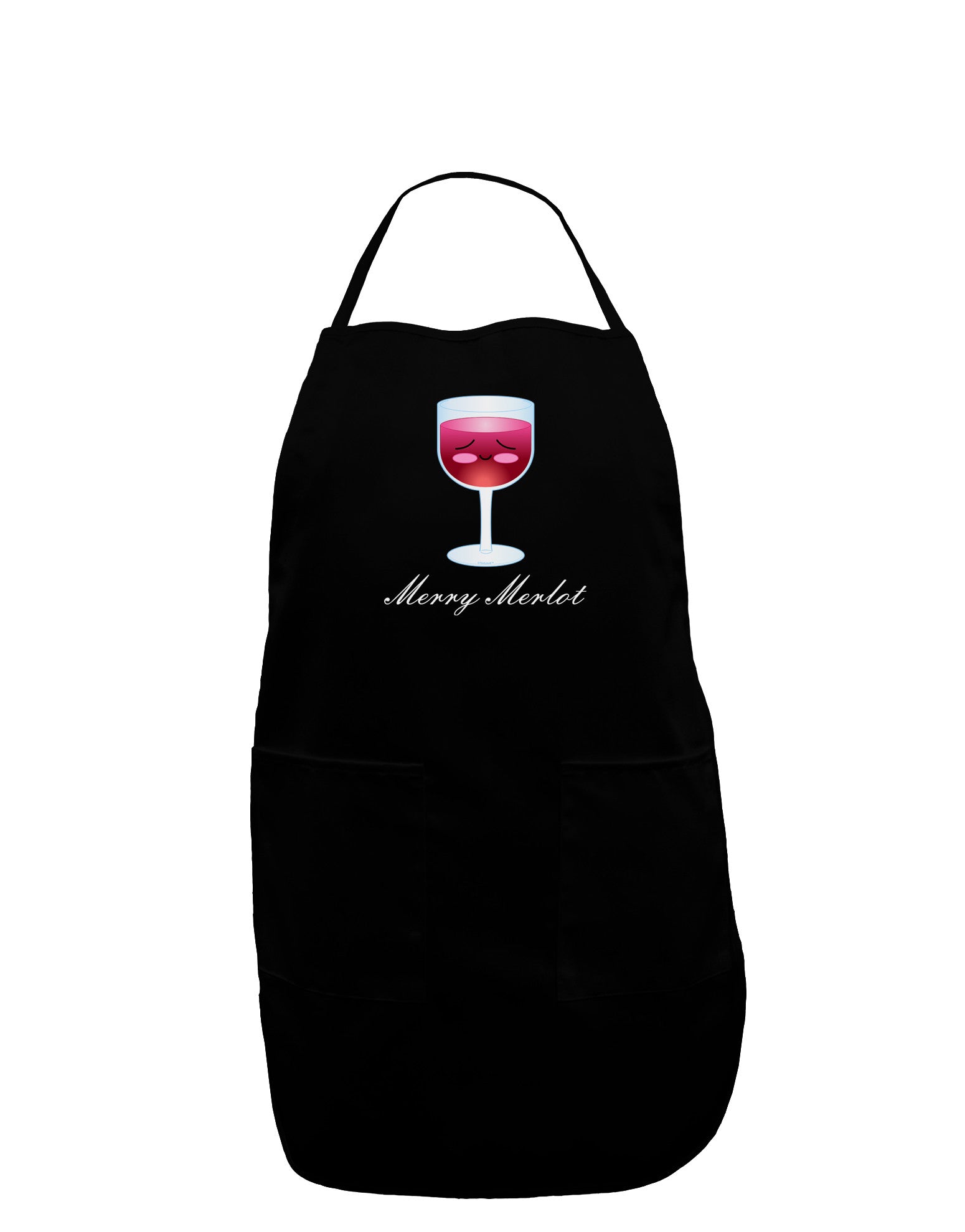 Merry Merlot Text Dark Adult Apron-Bib Apron-TooLoud-Black-One-Size-Davson Sales
