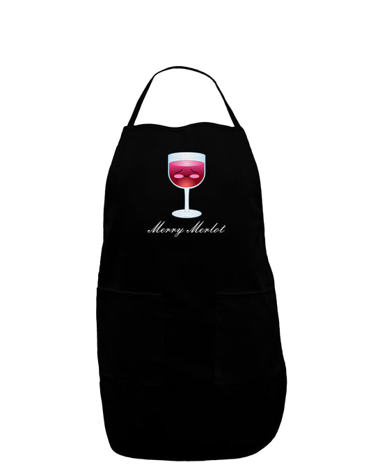 Merry Merlot Text Dark Adult Apron-Bib Apron-TooLoud-Black-One-Size-Davson Sales