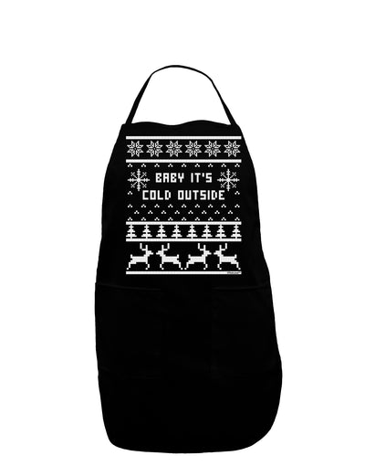 Baby It's Cold Outside Christmas Sweater Design Dark Adult Apron-Bib Apron-TooLoud-Black-One-Size-Davson Sales