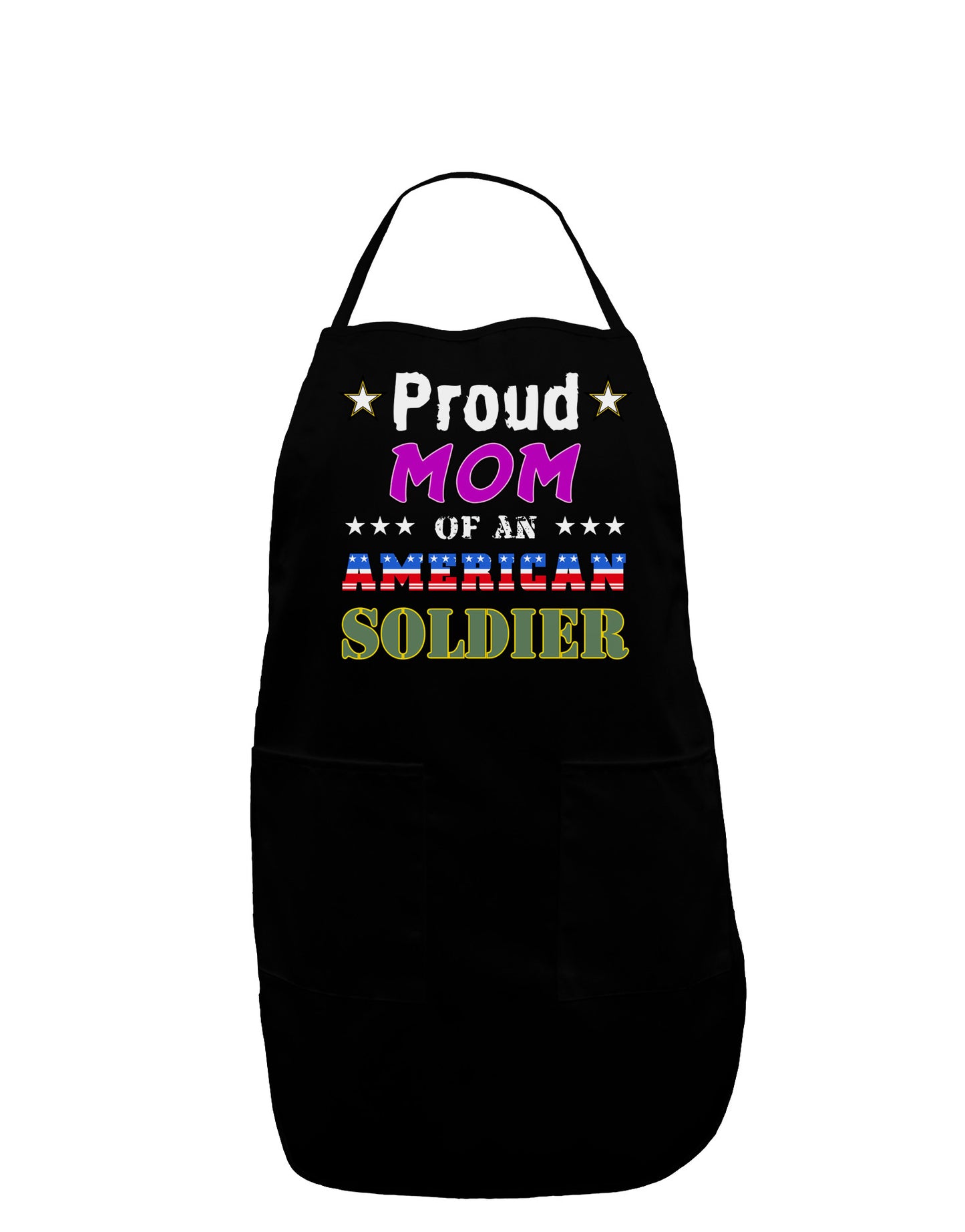 Proud Mom of an American Soldier Dark Adult Apron-Bib Apron-TooLoud-Black-One-Size-Davson Sales