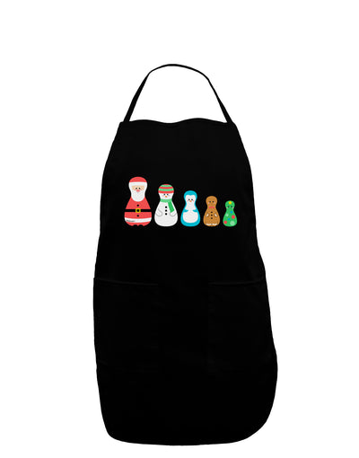 Cute Christmas Matryoshka Nesting Dolls Dark Adult Apron-Bib Apron-TooLoud-Black-One-Size-Davson Sales