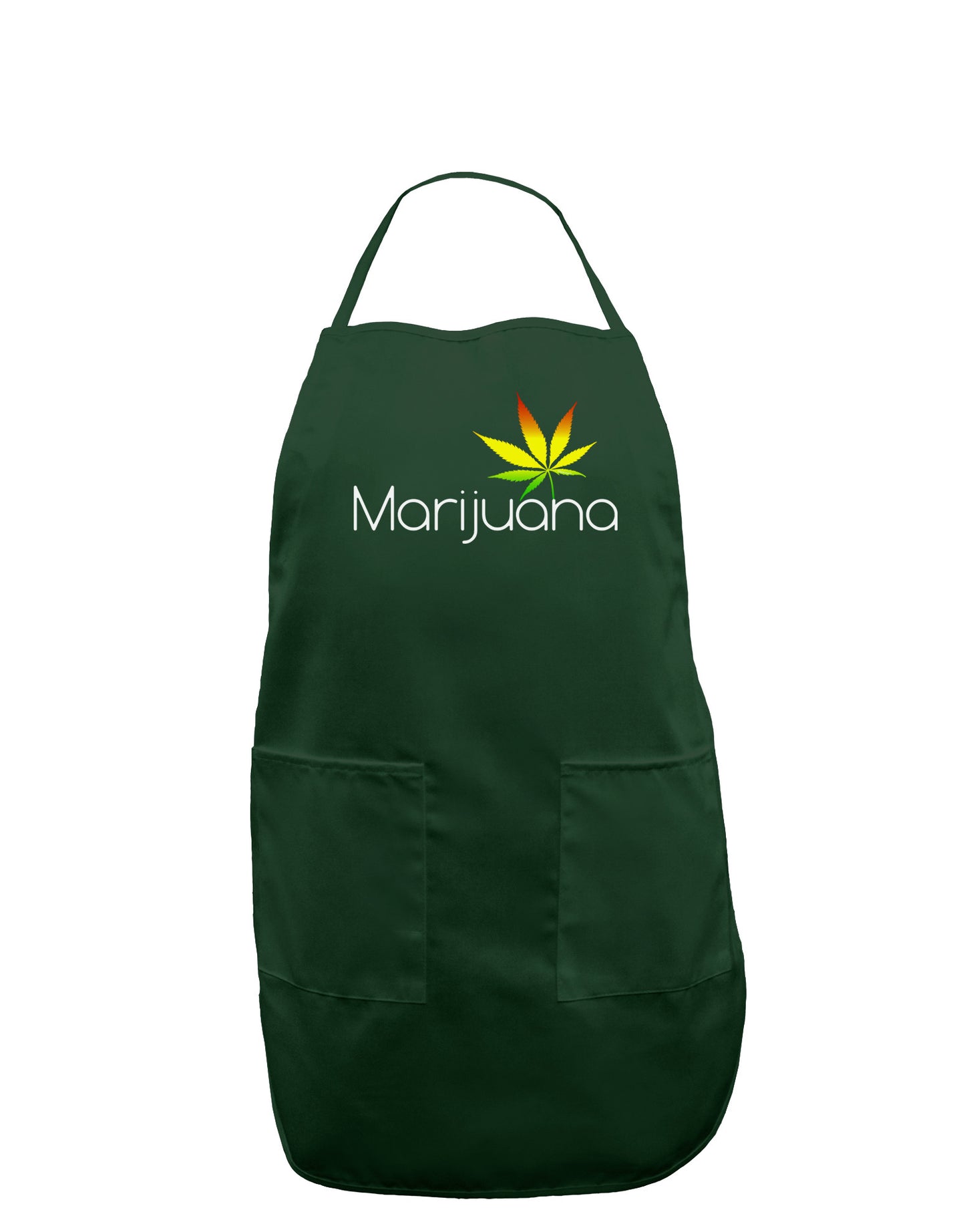 Marijuana Text and Leaf - Rastafarian Dark Adult Apron-Bib Apron-TooLoud-Hunter-One-Size-Davson Sales