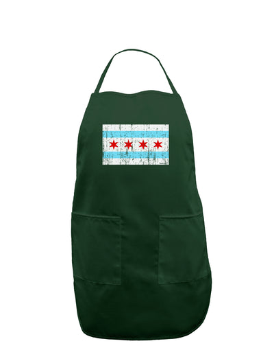 Distressed Chicago Flag Design Dark Adult Apron by TooLoud-Bib Apron-TooLoud-Hunter-One-Size-Davson Sales