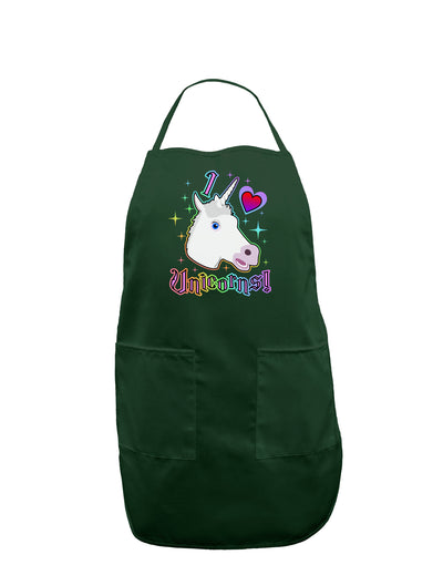 I love Unicorns Dark Adult Apron-Bib Apron-TooLoud-Hunter-One-Size-Davson Sales