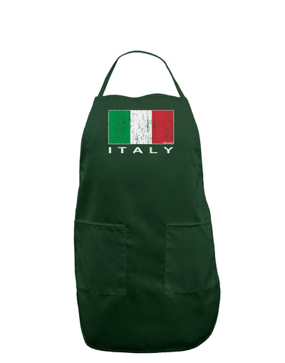 Italian Flag - Italy Text Distressed Dark Adult Apron by TooLoud-Bib Apron-TooLoud-Hunter-One-Size-Davson Sales