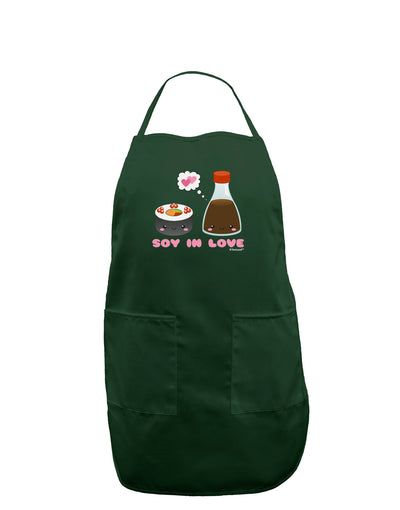 Cute Sushi and Soy Sauce - Soy In Love Dark Adult Apron by TooLoud-Bib Apron-TooLoud-Hunter-One-Size-Davson Sales