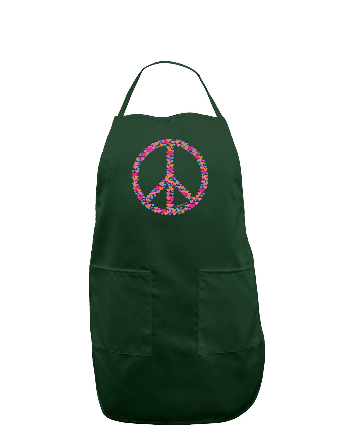 Peace Sign Hearts Dark Adult Apron-Bib Apron-TooLoud-Hunter-One-Size-Davson Sales