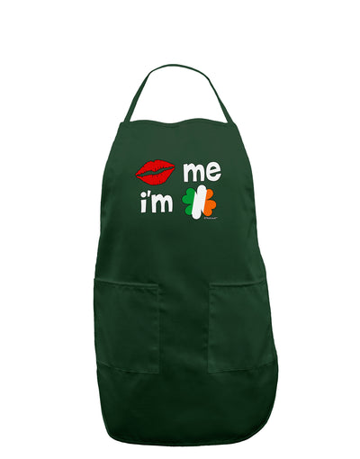 Kiss and Irish Flag Shamrock - Kiss Me I'm Irish Dark Adult Apron by TooLoud-Bib Apron-TooLoud-Hunter-One-Size-Davson Sales