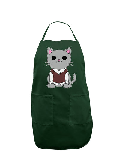 Cute Sweater Vest Cat Design Dark Adult Apron by TooLoud-Bib Apron-TooLoud-Hunter-One-Size-Davson Sales