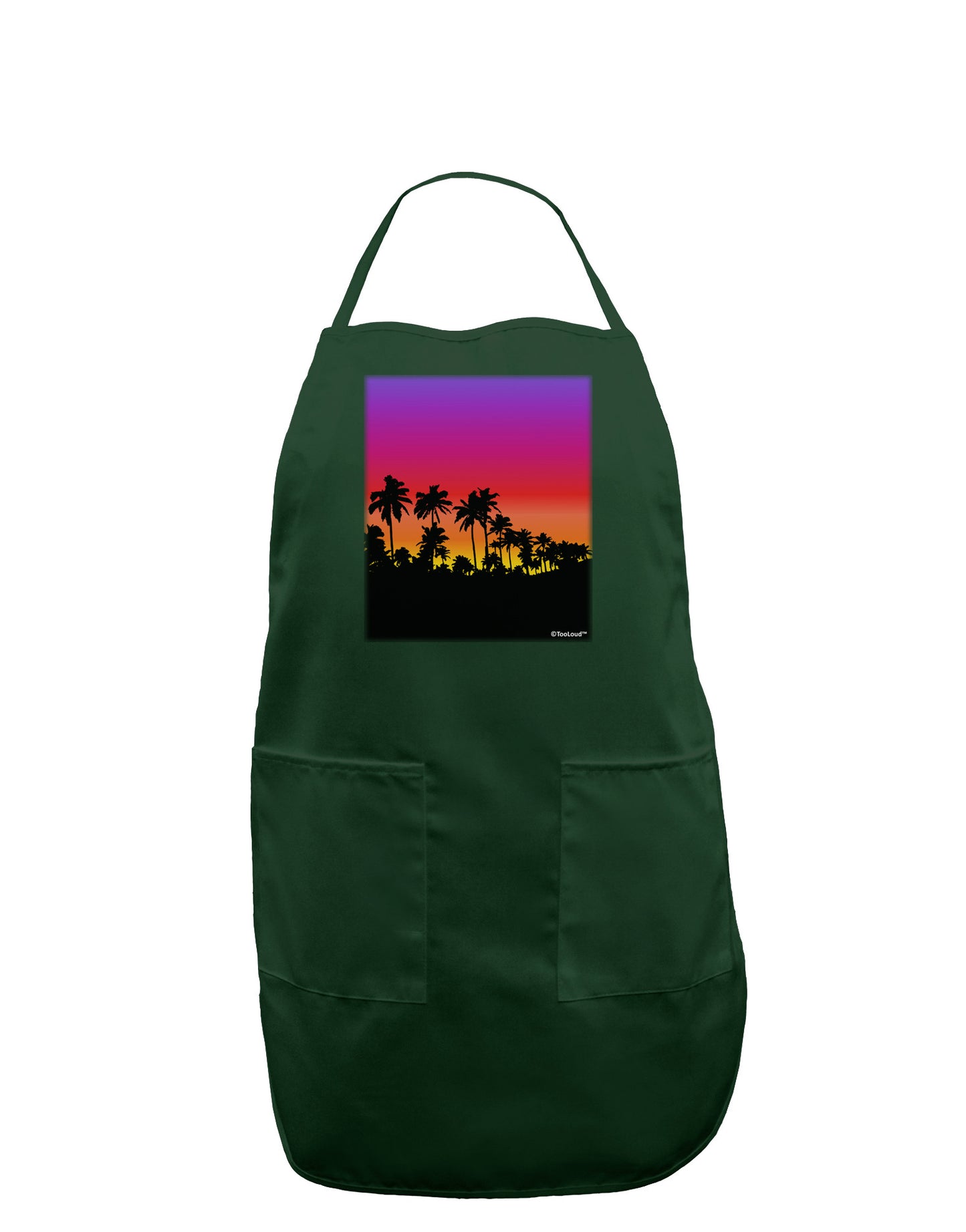 Palm Trees and Sunset Design Dark Adult Apron by TooLoud-Bib Apron-TooLoud-Hunter-One-Size-Davson Sales