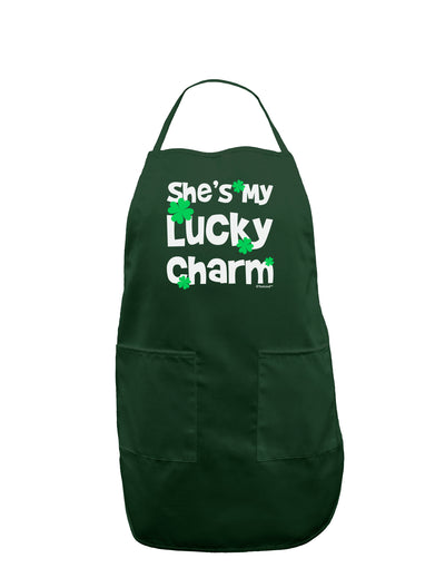 She's My Lucky Charm - Matching Couples Design Dark Adult Apron by TooLoud-Bib Apron-TooLoud-Hunter-One-Size-Davson Sales