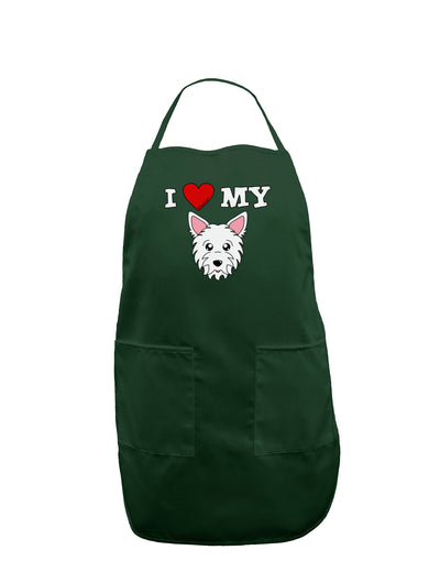 I Heart My - Cute Westie Dog Dark Adult Apron by TooLoud-Bib Apron-TooLoud-Hunter-One-Size-Davson Sales