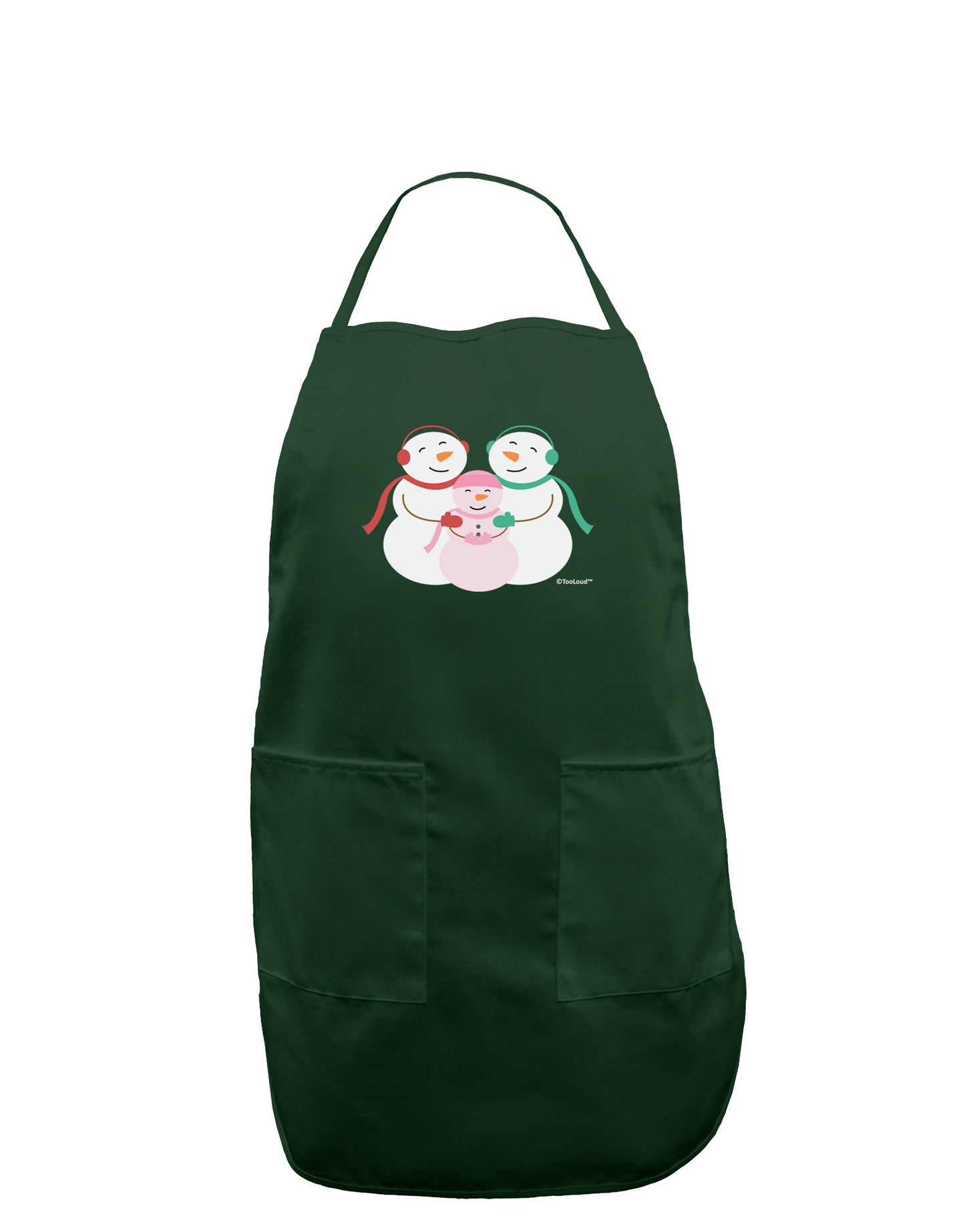 Cute Snowman Family with Girl Dark Adult Apron by TooLoud-Bib Apron-TooLoud-Hunter-One-Size-Davson Sales