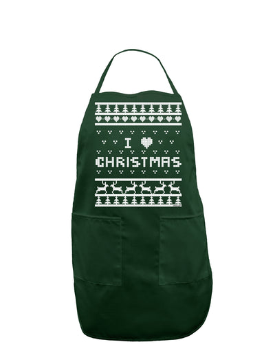 I Heart Christmas Ugly Christmas Sweater Dark Adult Apron-Bib Apron-TooLoud-Hunter-One-Size-Davson Sales