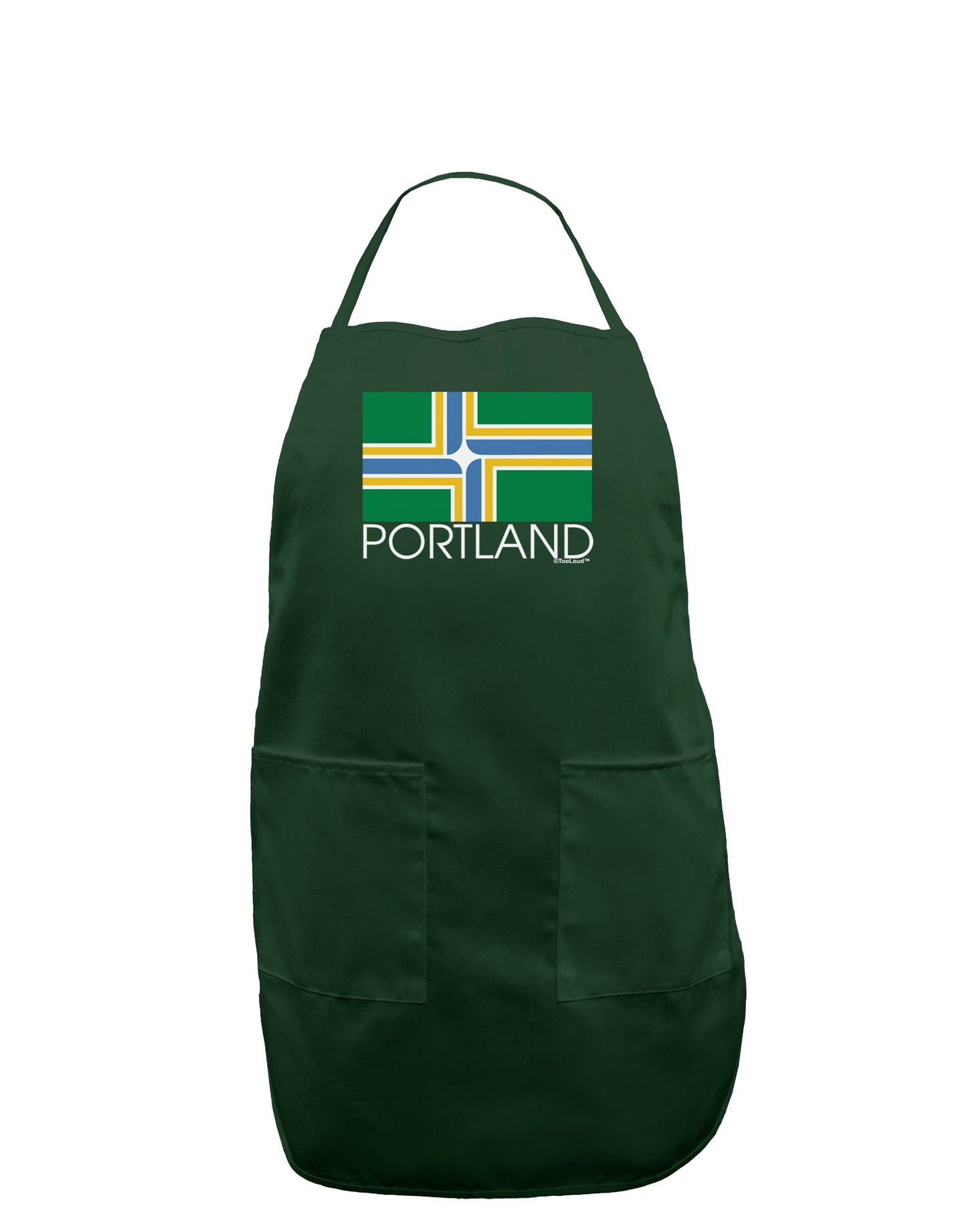 Portland Oregon Flag Text Dark Adult Apron-Bib Apron-TooLoud-Hunter-One-Size-Davson Sales