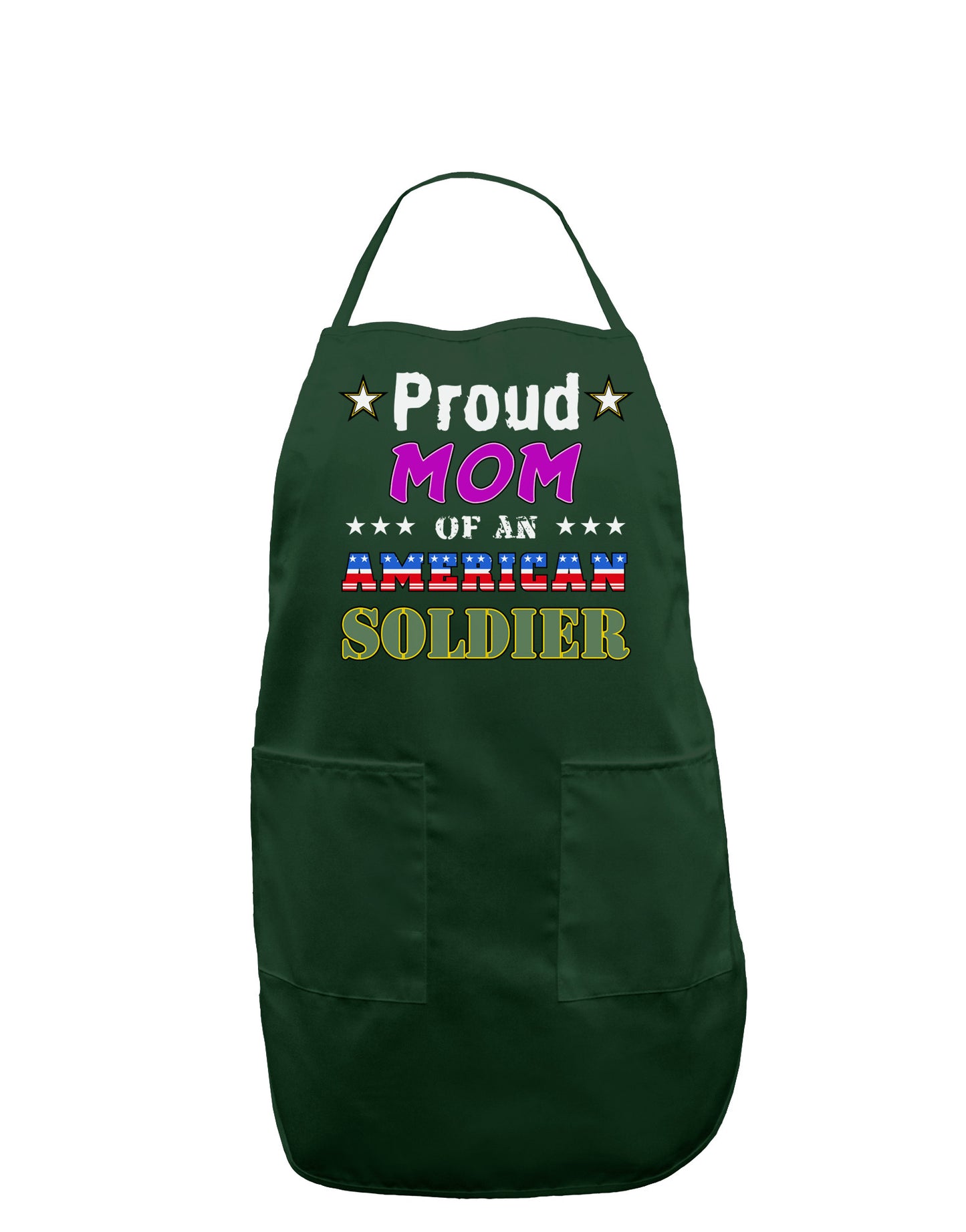 Proud Mom of an American Soldier Dark Adult Apron-Bib Apron-TooLoud-Hunter-One-Size-Davson Sales