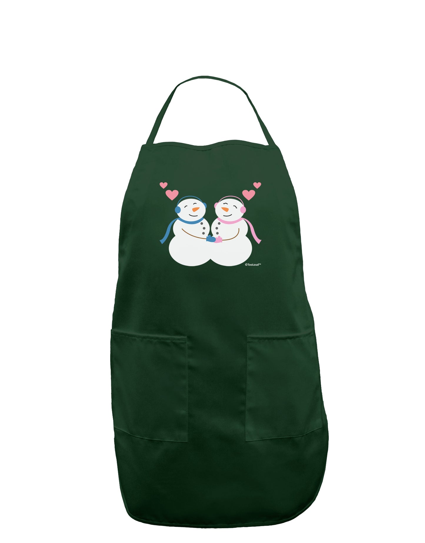 Cute Snowman and Snowwoman Couple Dark Adult Apron by TooLoud-Bib Apron-TooLoud-Hunter-One-Size-Davson Sales