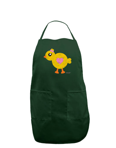 Cute Chick with Bow - Crayon Style Drawing Dark Adult Apron by TooLoud-Bib Apron-TooLoud-Hunter-One-Size-Davson Sales