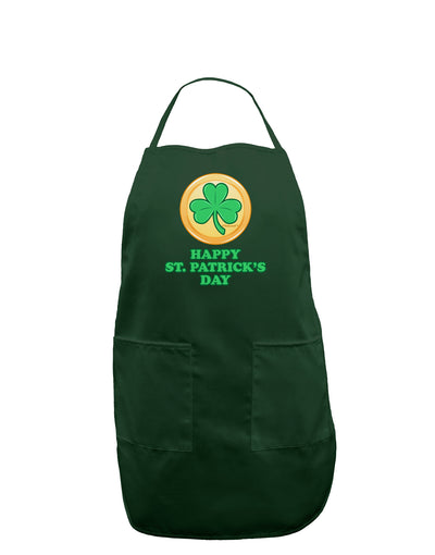 Shamrock Button - St Patrick's Day Dark Adult Apron by TooLoud-Bib Apron-TooLoud-Hunter-One-Size-Davson Sales