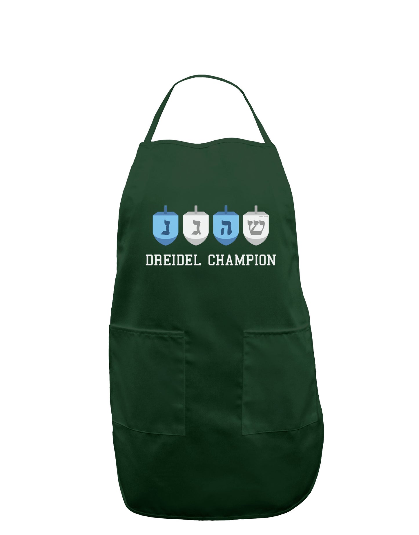 Dreidel Champion Hanukkah Dark Adult Apron-Bib Apron-TooLoud-Hunter-One-Size-Davson Sales