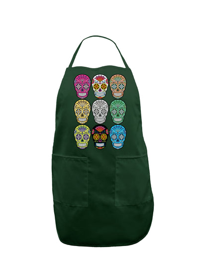 Dia de los Muertos Calaveras Sugar Skulls Dark Adult Apron-Bib Apron-TooLoud-Hunter-One-Size-Davson Sales