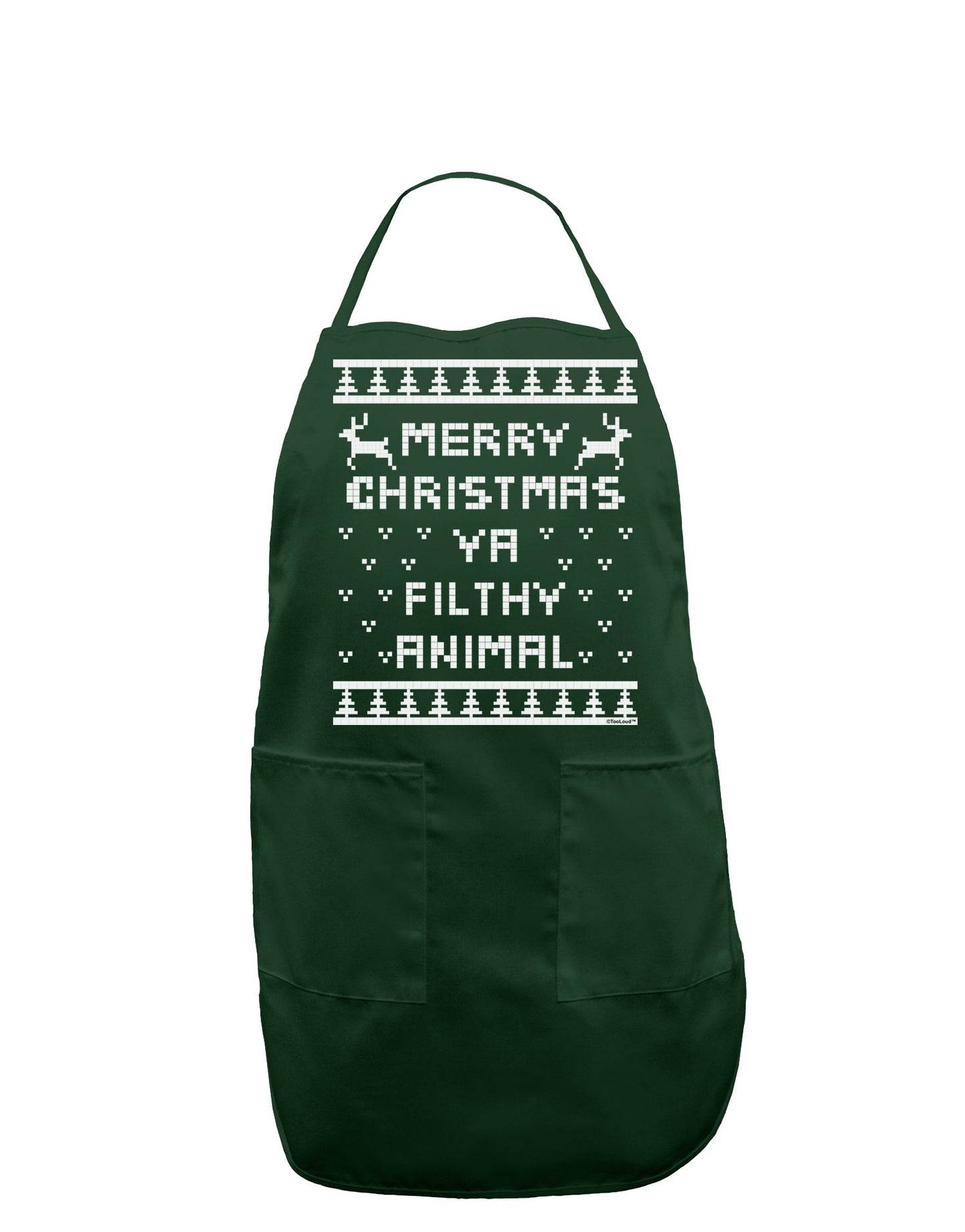 Merry Christmas Ya Filthy Animal Christmas Sweater Dark Adult Apron-Bib Apron-TooLoud-Hunter-One-Size-Davson Sales