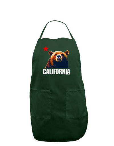 California Republic Design - Grizzly Bear and Star Dark Adult Apron by TooLoud-Bib Apron-TooLoud-Hunter-One-Size-Davson Sales