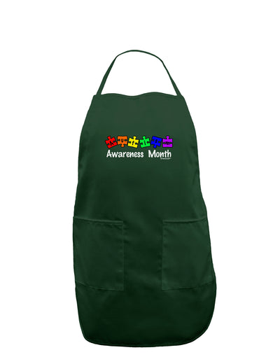 Autism Awareness Month - Colorful Puzzle Pieces Dark Adult Apron by TooLoud-Bib Apron-TooLoud-Hunter-One-Size-Davson Sales