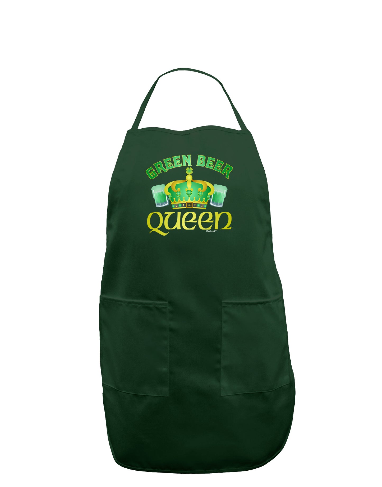 Green Beer Queen Dark Adult Apron-Bib Apron-TooLoud-Hunter-One-Size-Davson Sales