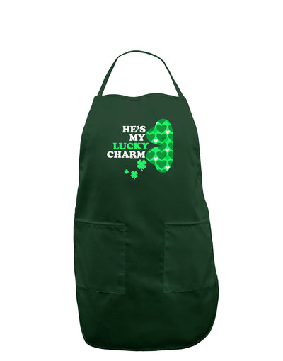 He's My Lucky Charm - Left Dark Adult Apron-Bib Apron-TooLoud-Hunter-One-Size-Davson Sales