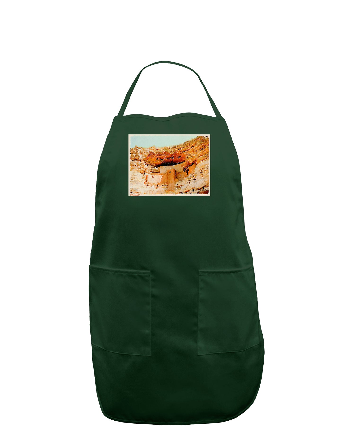Montezuma Castle Watercolor Dark Adult Apron-Bib Apron-TooLoud-Hunter-One-Size-Davson Sales