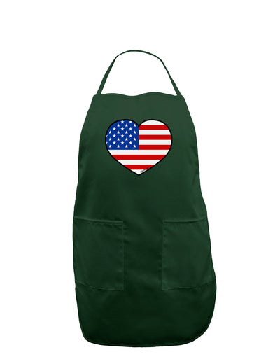 American Flag Heart Design Dark Adult Apron by TooLoud-Bib Apron-TooLoud-Hunter-One-Size-Davson Sales