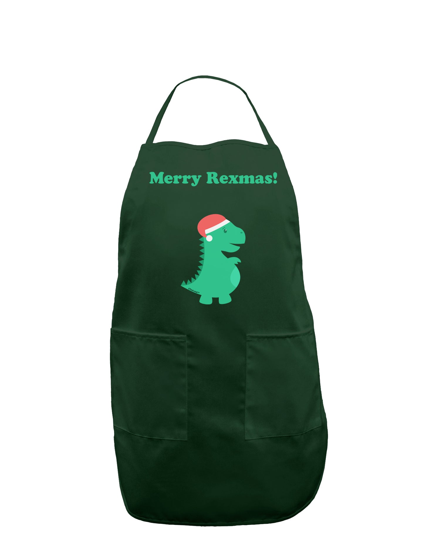 Merry Rexmas T-Rex Dinosaur Christmas Dark Adult Apron-Bib Apron-TooLoud-Hunter-One-Size-Davson Sales