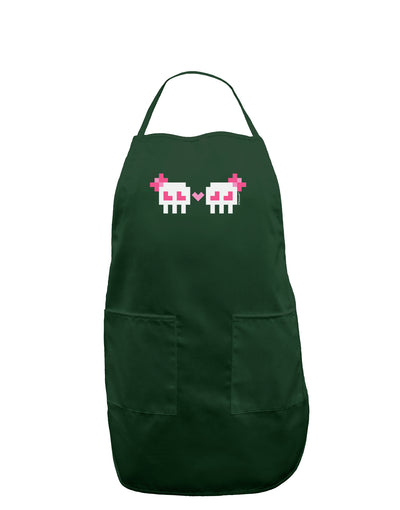 8-Bit Skull Love - Girl and Girl Dark Adult Apron-Bib Apron-TooLoud-Hunter-One-Size-Davson Sales