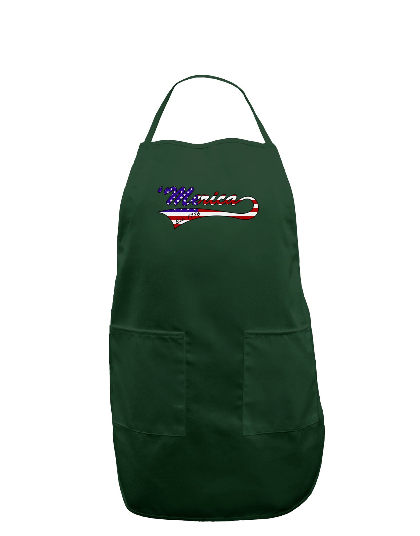 Merica Established 1776 - American Flag Style Dark Adult Apron by TooLoud-Bib Apron-TooLoud-Hunter-One-Size-Davson Sales