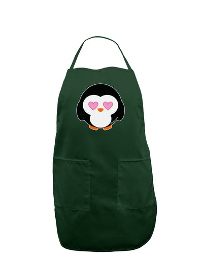 Cute Penguin - Heart Eyes Dark Adult Apron by TooLoud-Bib Apron-TooLoud-Hunter-One-Size-Davson Sales