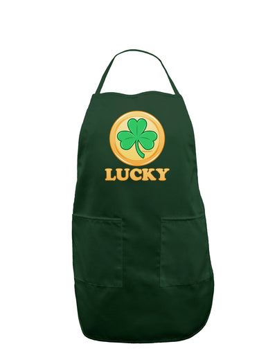 Shamrock Button - Lucky Dark Adult Apron by TooLoud-Bib Apron-TooLoud-Hunter-One-Size-Davson Sales