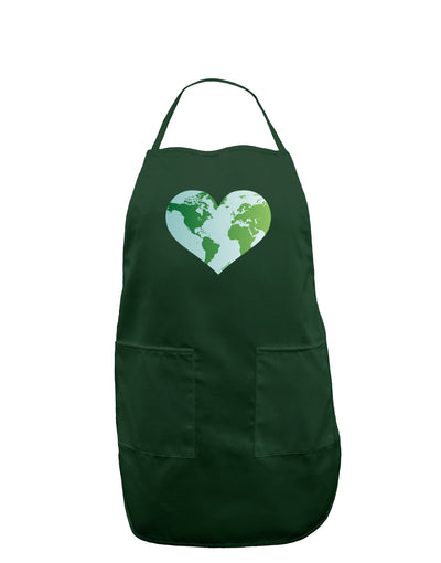 TooLoud World Globe Heart Dark Adult Apron-Bib Apron-TooLoud-Hunter-One-Size-Davson Sales