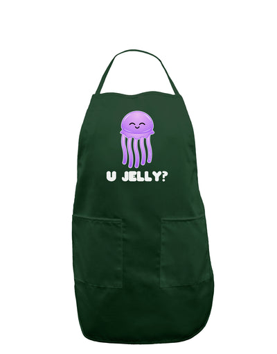 U Jelly Cute Jellyfish Dark Adult Apron by TooLoud-Bib Apron-TooLoud-Hunter-One-Size-Davson Sales