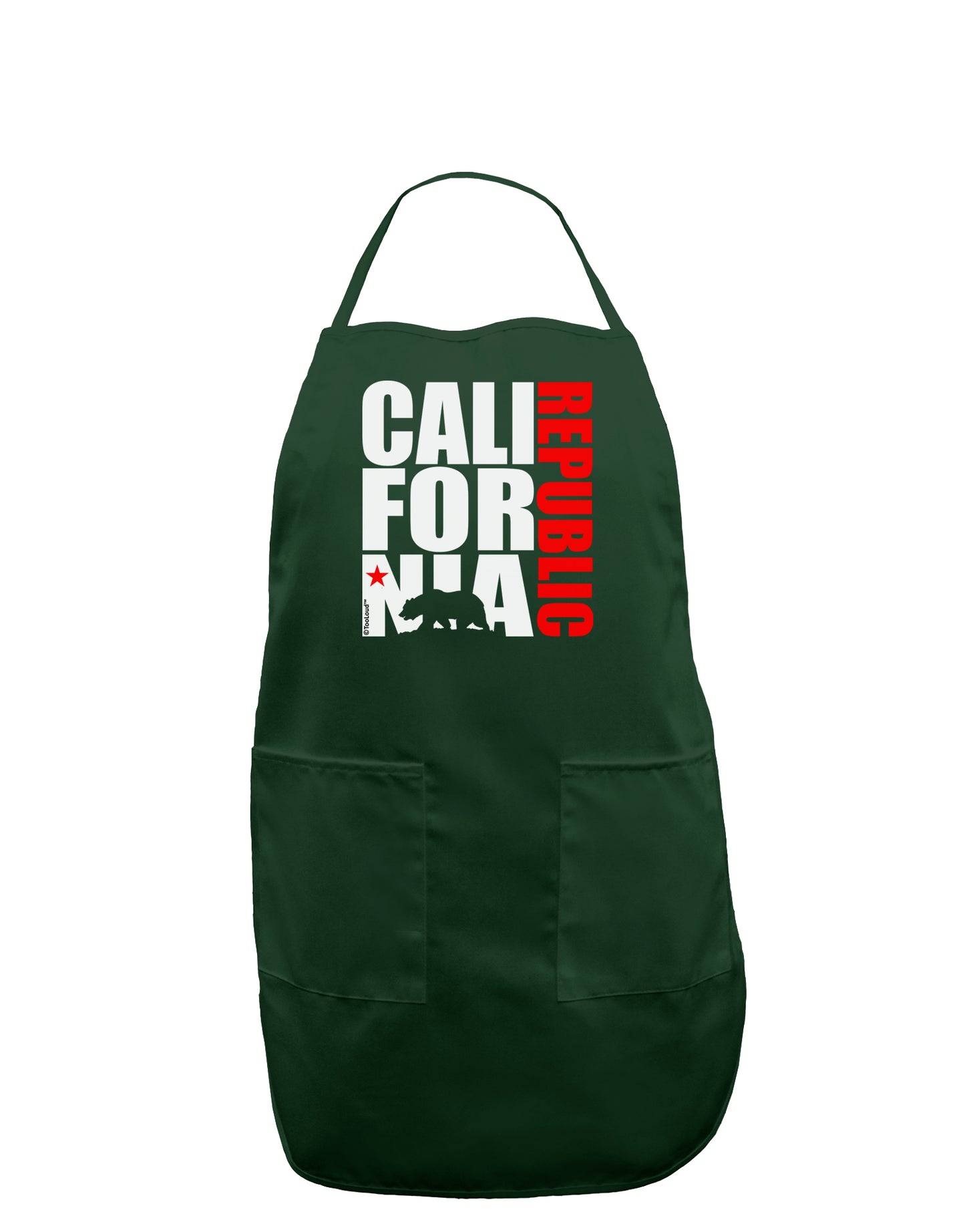 California Republic Design - California Red Star and Bear Dark Adult Apron by TooLoud-Bib Apron-TooLoud-Hunter-One-Size-Davson Sales