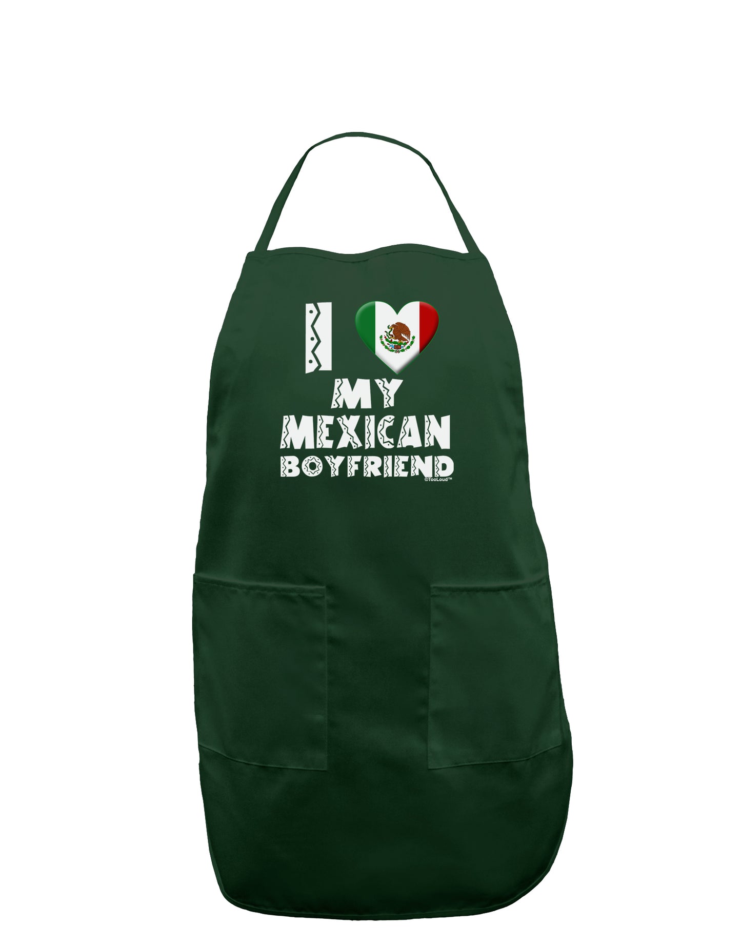 I Heart My Mexican Boyfriend Dark Adult Apron by TooLoud-Bib Apron-TooLoud-Hunter-One-Size-Davson Sales