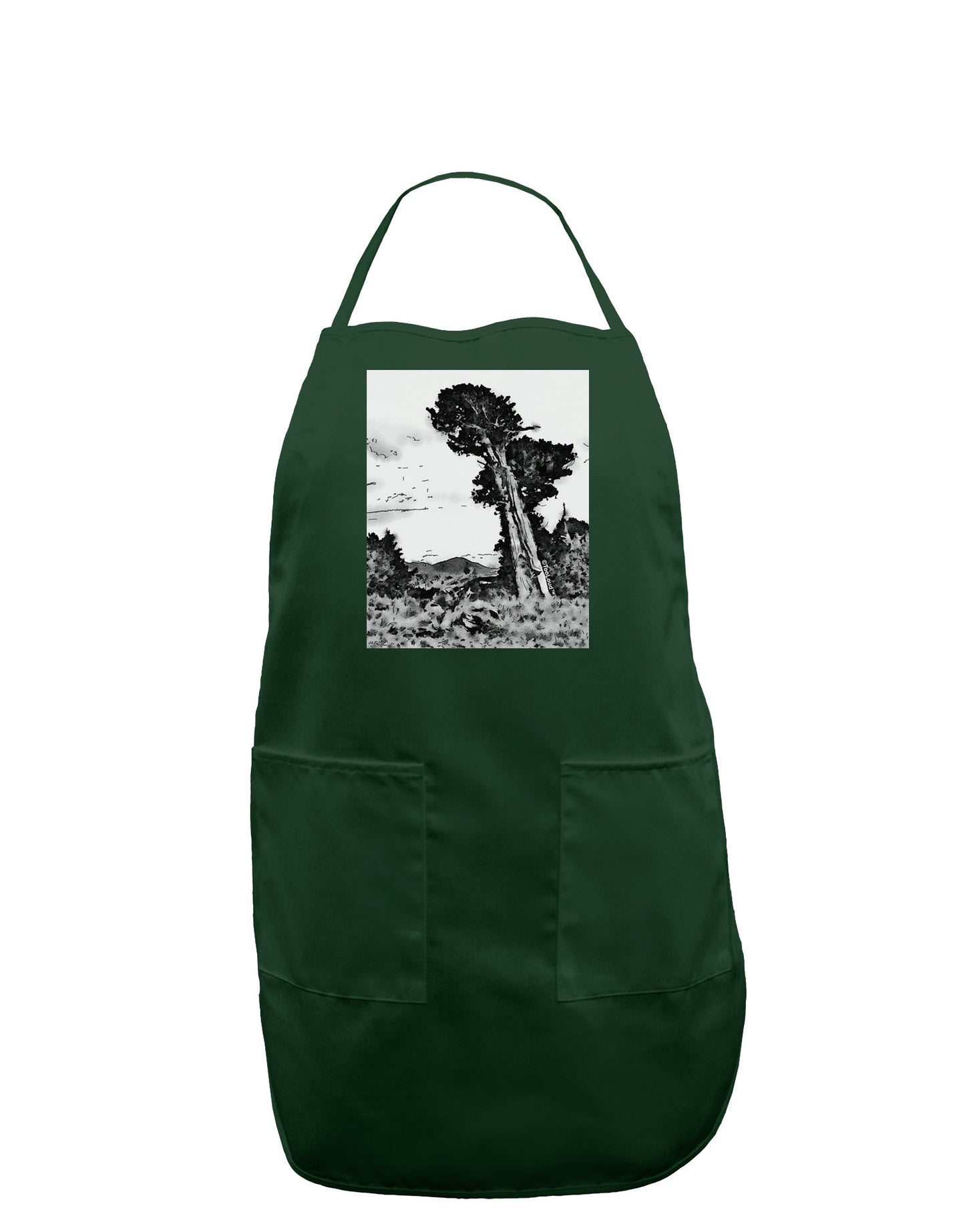 Colorado Landscape Watercolor BW Dark Adult Apron-Bib Apron-TooLoud-Hunter-One-Size-Davson Sales