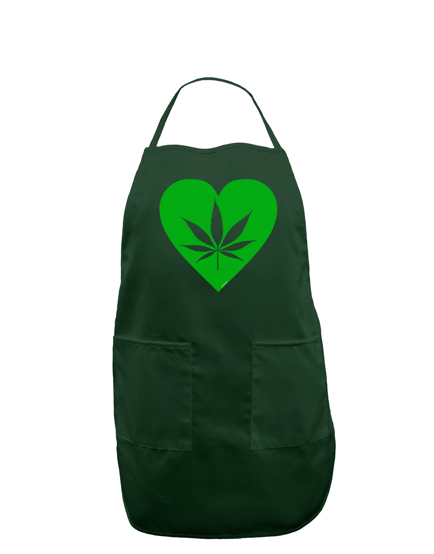 Marijuana Leaf Heart Green Dark Adult Apron-Bib Apron-TooLoud-Hunter-One-Size-Davson Sales
